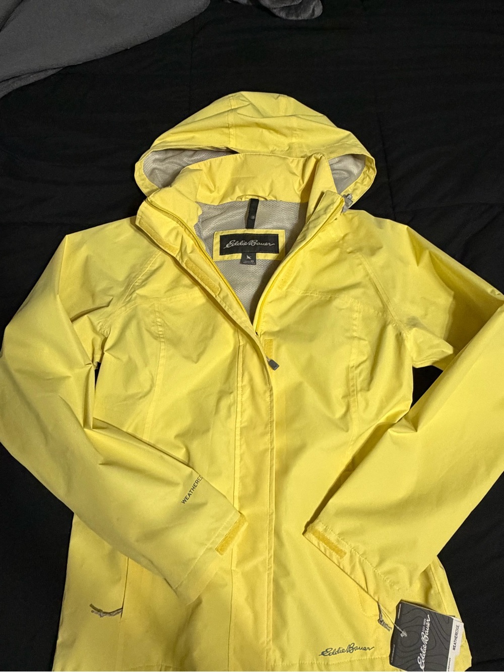 Eddie Bauer Bright Yellow Hooded Shell Jacket